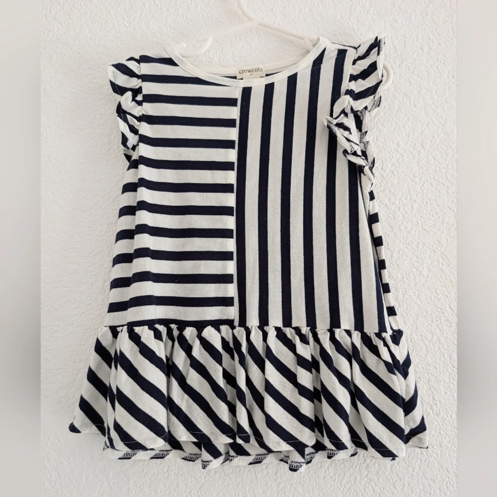 Crewcuts Black and White Striped Dress 4-5